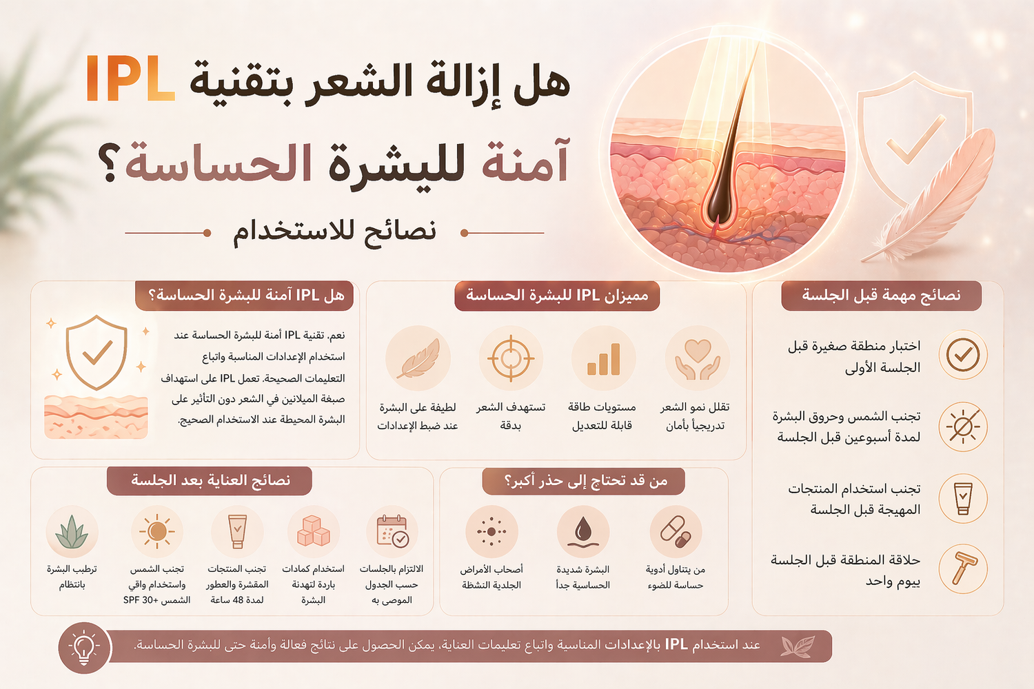 هل إزالة الشعر بتقنية IPL آمنة للبشرة الحساسة؟ نصائح للاستخدام 