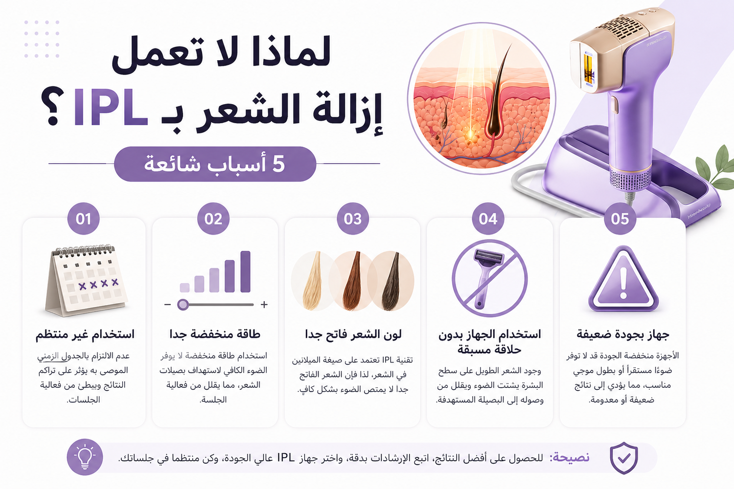لماذا لا تعمل إزالة الشعر بـ IPL?5 أسباب شائعة
