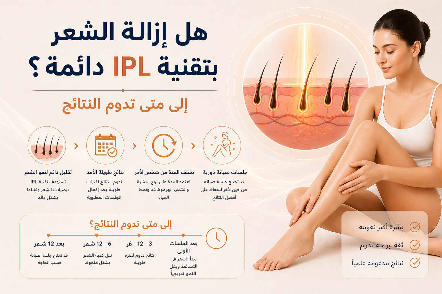 هل إزالة الشعر بتقنية IPL دائمة؟ إلى متى تدوم النتائج
