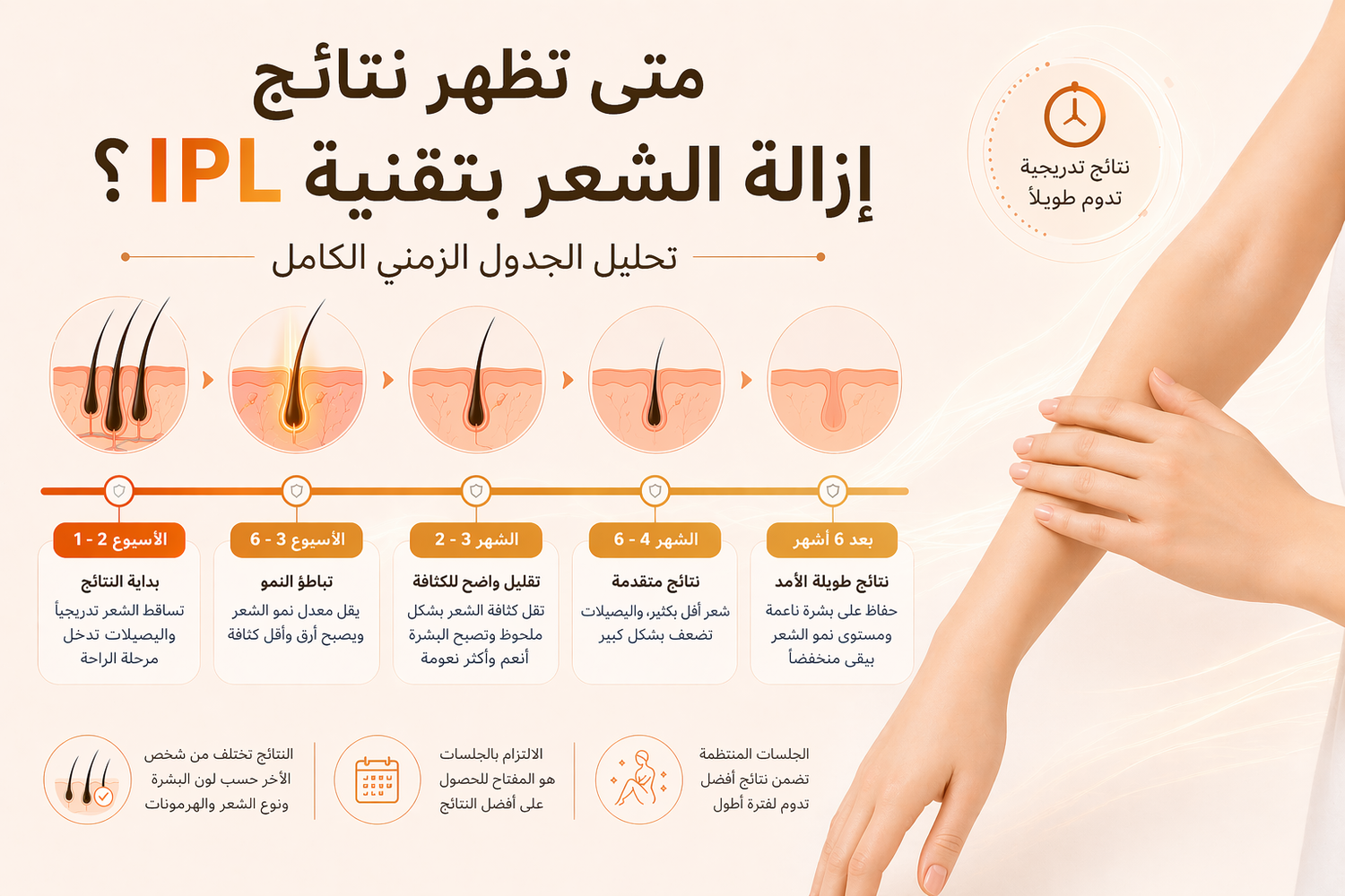 متى تظهر نتائج إزالة الشعر بتقنية IPL؟ تحليل الجدول الزمني الكامل